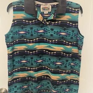 Vintage western print sleeveless polo. Size medium